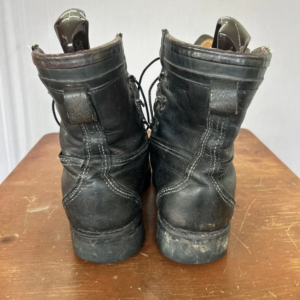 Vintage Herman Survivors Logger Boots Black Leather Vibram Mens 9-10 Wide